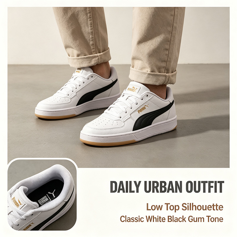 Men Shoes Puma - PUMA 남성 화이트 블랙 로우탑 스니커즈