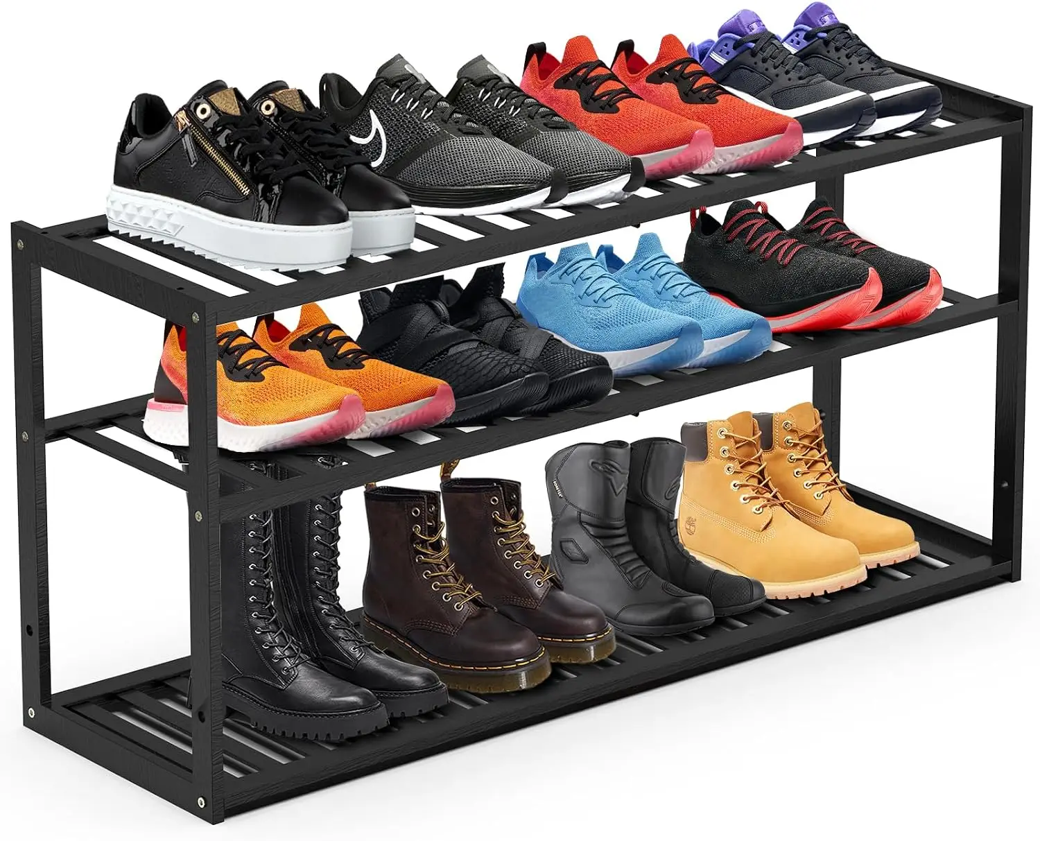 Men Shoes Rack - 3단 32.5인치 대나무 신발장 (옷장, 현관,