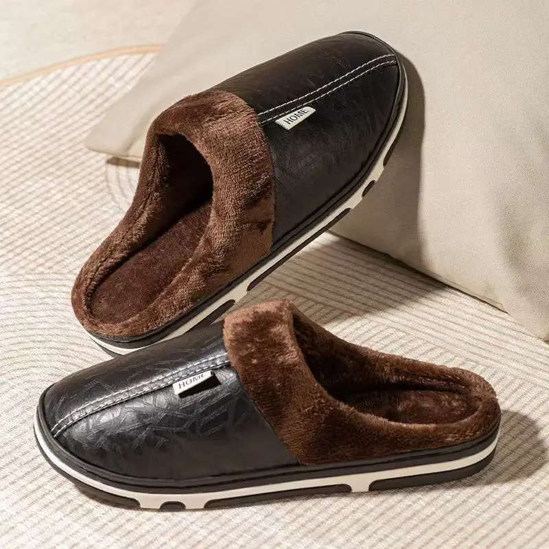 Men Shoes Xxl - 남성용 빅사이즈 겨울 슬리퍼 실내 PU