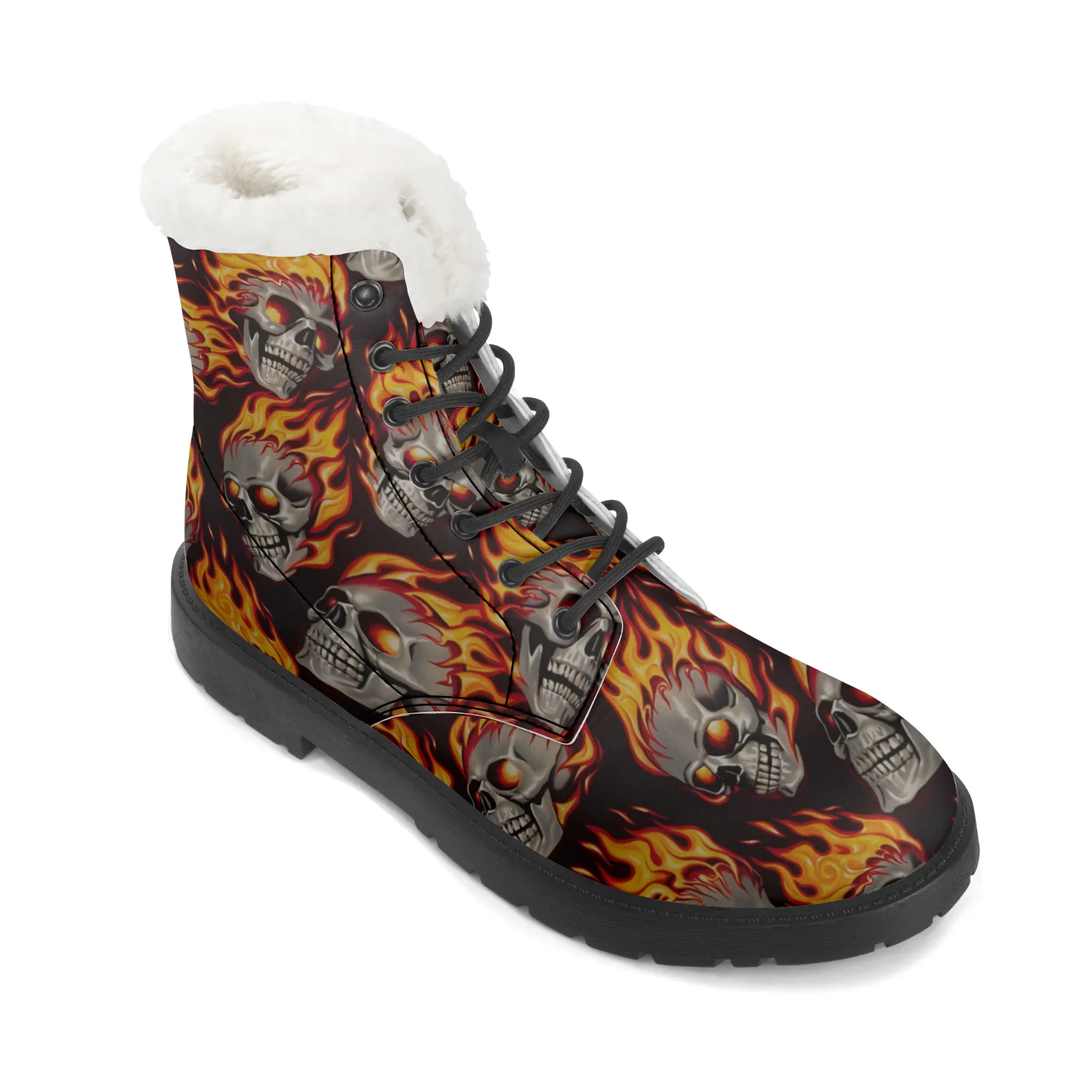 파이어 스컬 패턴 스노우 부츠 남성용 및 여성용 십대  - Men Shoes Eu To Us Size 리뷰 및 가격