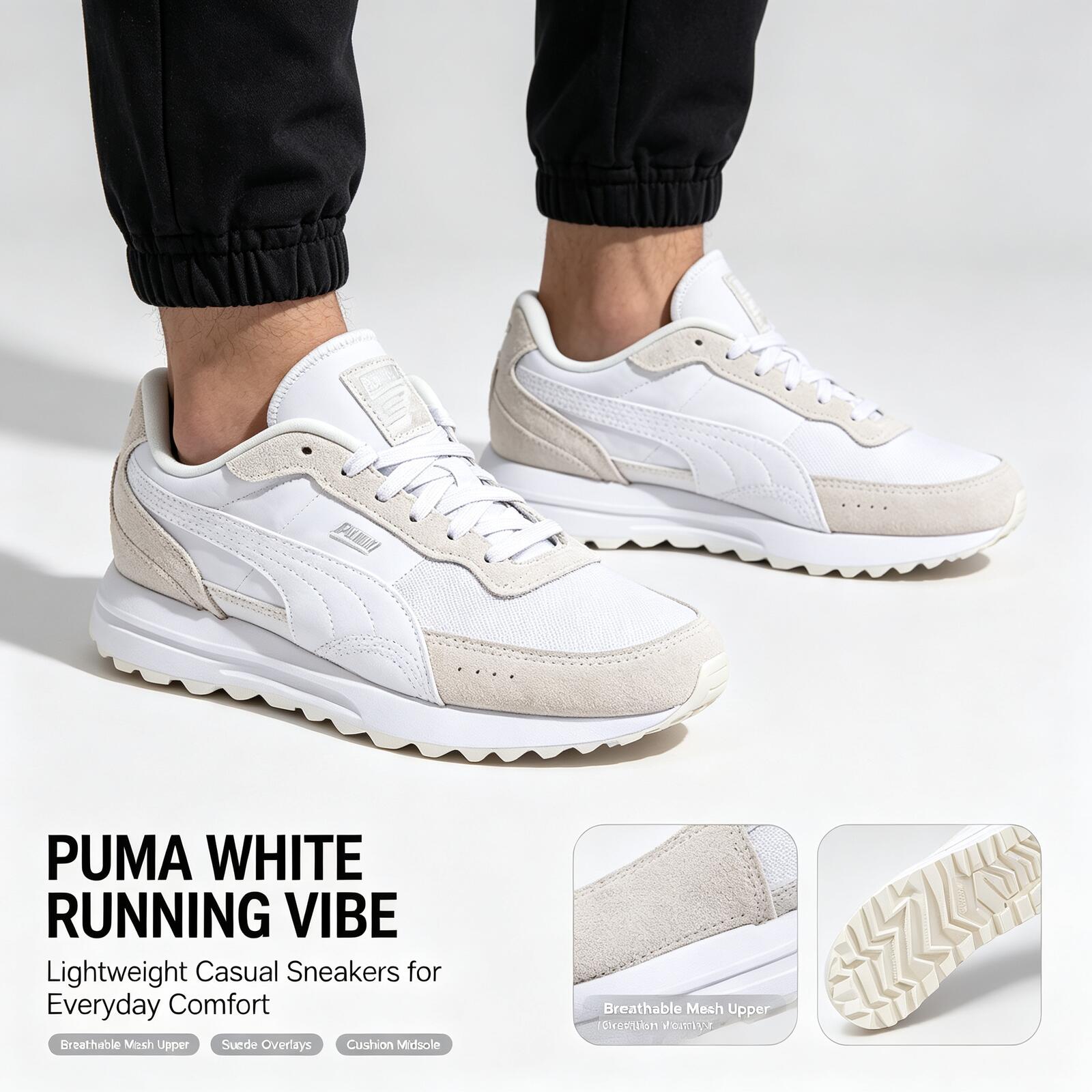 새로운 핫 푸마 화이트 경량 러닝화 메쉬 갑피 스웨이드 - Men Shoes Puma 리뷰 및 가격