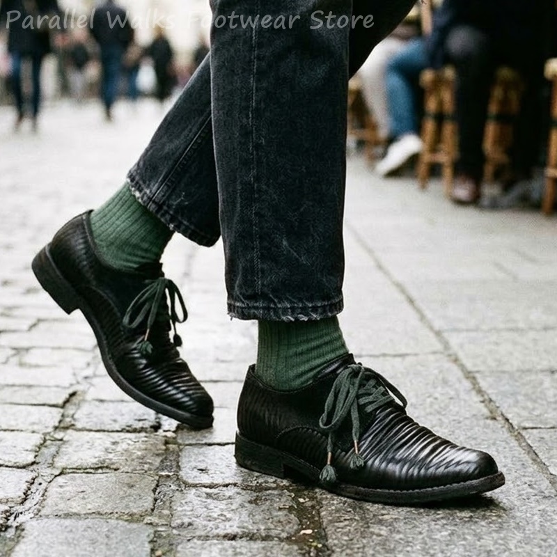 남성용 주름 가죽 더비 슈즈 빈티지 레이스업 옥스포드  - Men'S Shoes Smart 리뷰 및 가격