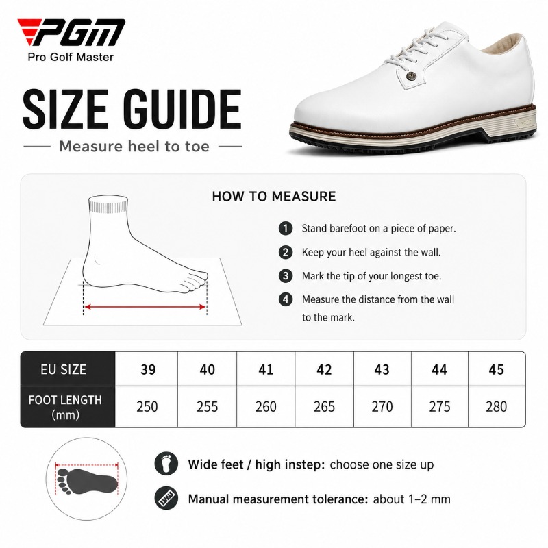 PGM 남성용 소가죽 골프화 스파이크리스 미끄럼 방지  - Men Shoes Eu To Us Size 리뷰 및 가격